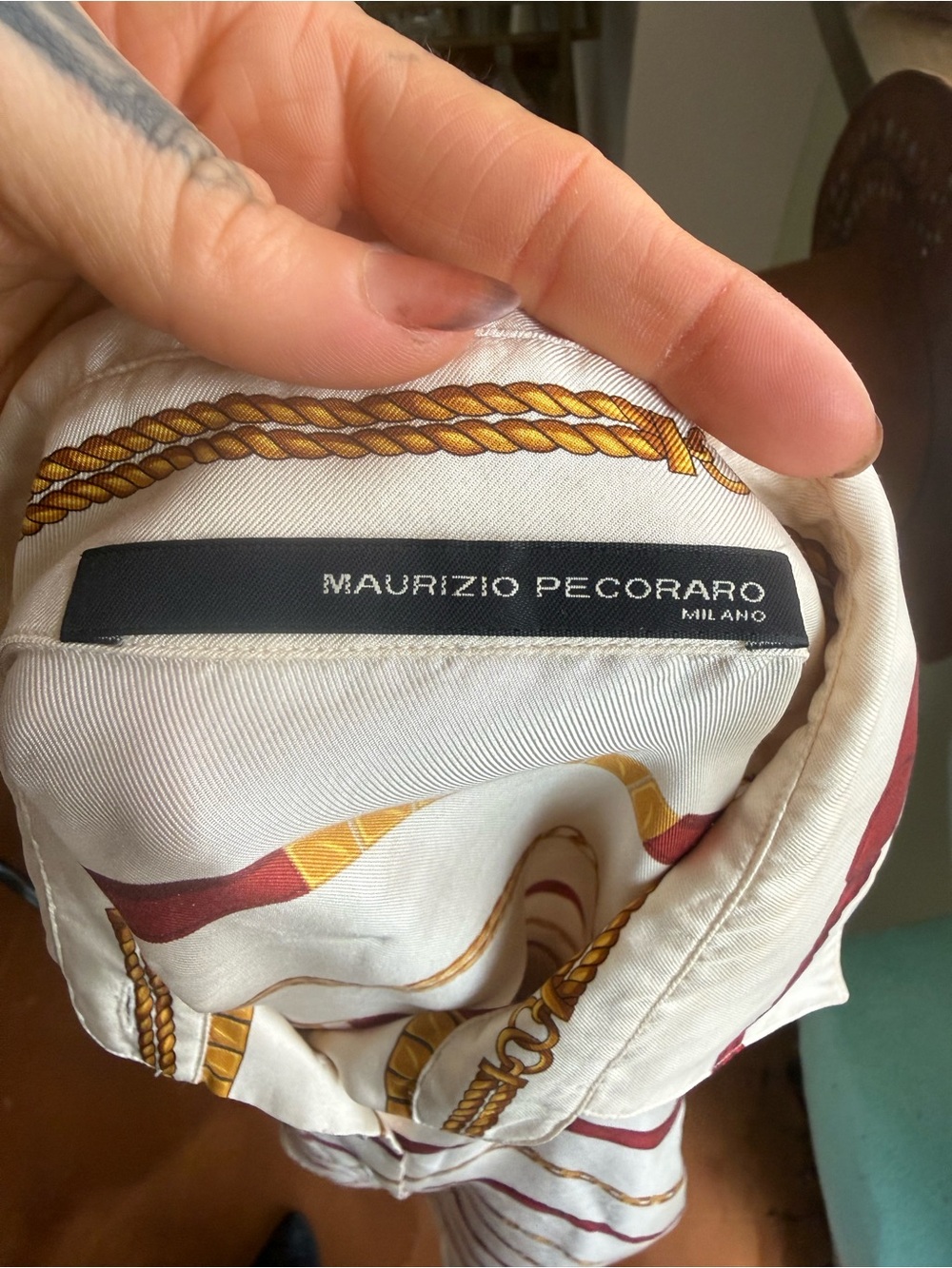 Maurizio Pecoraro Milano 100% Silk Equestrian Print Blouse -Made in Italy